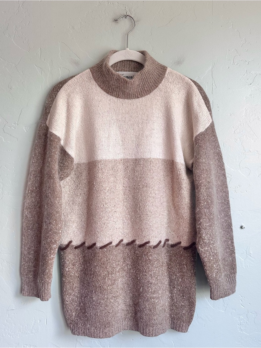 Vintage Chamonix Luxe Silk Angora Wool Cream Taupe Sweater Small Fall Winter